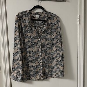 JCrew factory zebra blouse size L